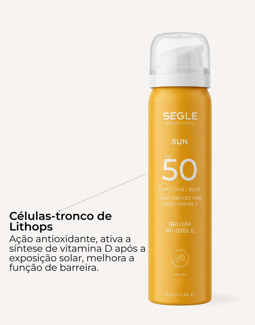 Bruma solar facial invisível SPF50